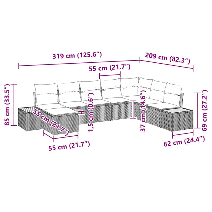Set de canapele pentru grădină 8 buc. Negru Rattan poli WALTI