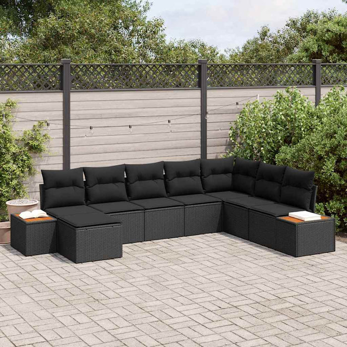 Set de canapele pentru grădină cu pernă 8 pcs Negru poliratan - WALTI WALTI
