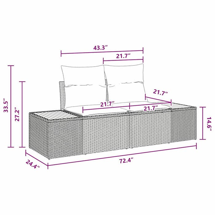 Set de canapele pentru grădină cu pernă 8 pcs Negru poliratan - WALTI WALTI