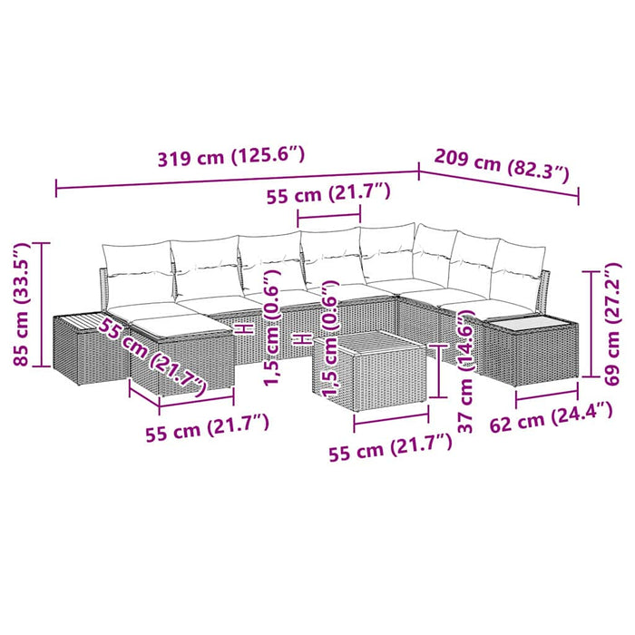 Set de canapele pentru grădină 9 buc. Negru Rattan poli - WALTI WALTI