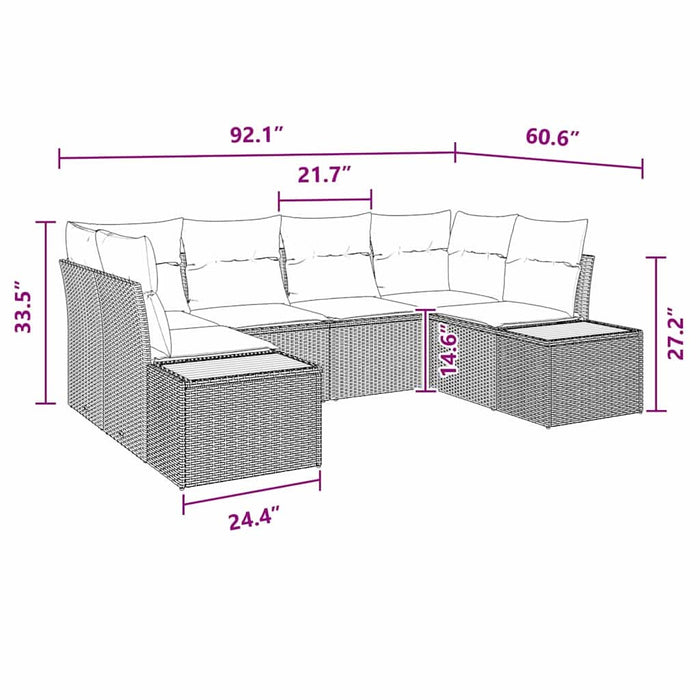 Set de canapele pentru grădină cu pernă 6 pcs Negru poliratan - WALTI WALTI