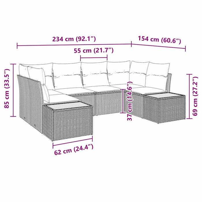 Set de canapele pentru grădină cu pernă 6 pcs Gri poliratan - WALTI WALTI