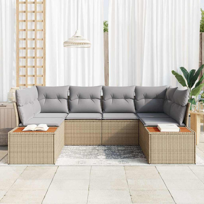 Set de canapele pentru grădină cu pernă 6 pcs Bej poliratan - WALTI WALTI