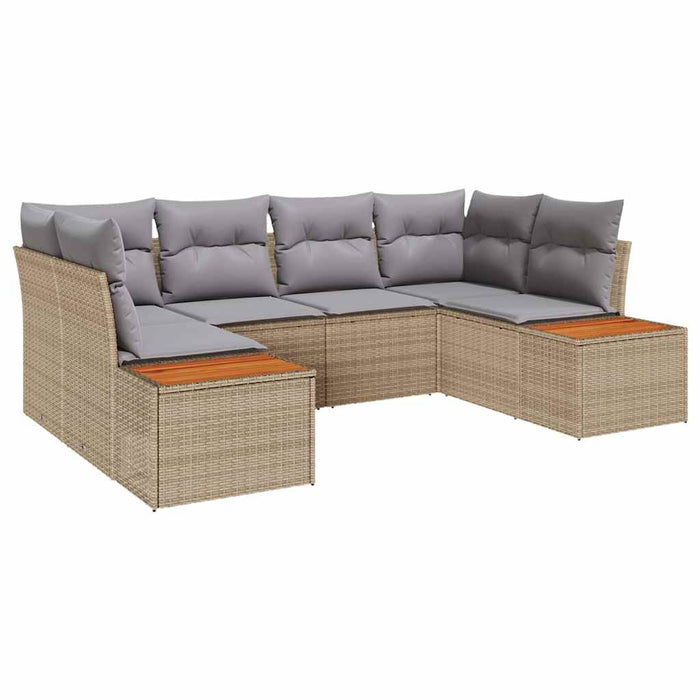 Set de canapele pentru grădină cu pernă 6 pcs Bej poliratan - WALTI WALTI
