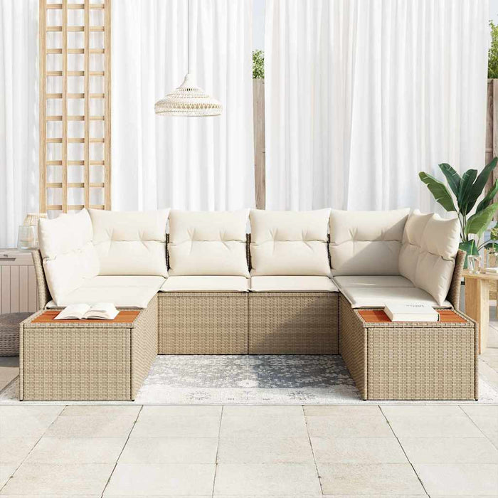 Set de canapele pentru grădină cu pernă 6 pcs Bej poliratan - WALTI WALTI