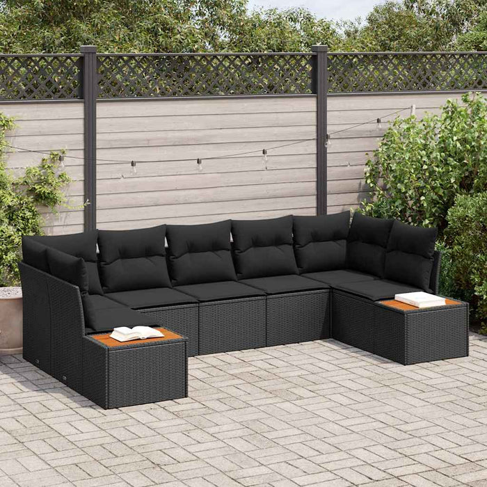 Set de canapele pentru grădină cu pernă 7 pcs Negru poliratan - WALTI WALTI