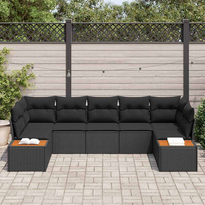 Set de canapele pentru grădină cu pernă 7 pcs Negru poliratan - WALTI WALTI