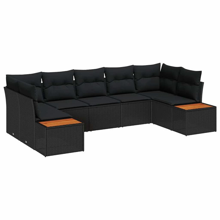 Set de canapele pentru grădină cu pernă 7 pcs Negru poliratan - WALTI WALTI