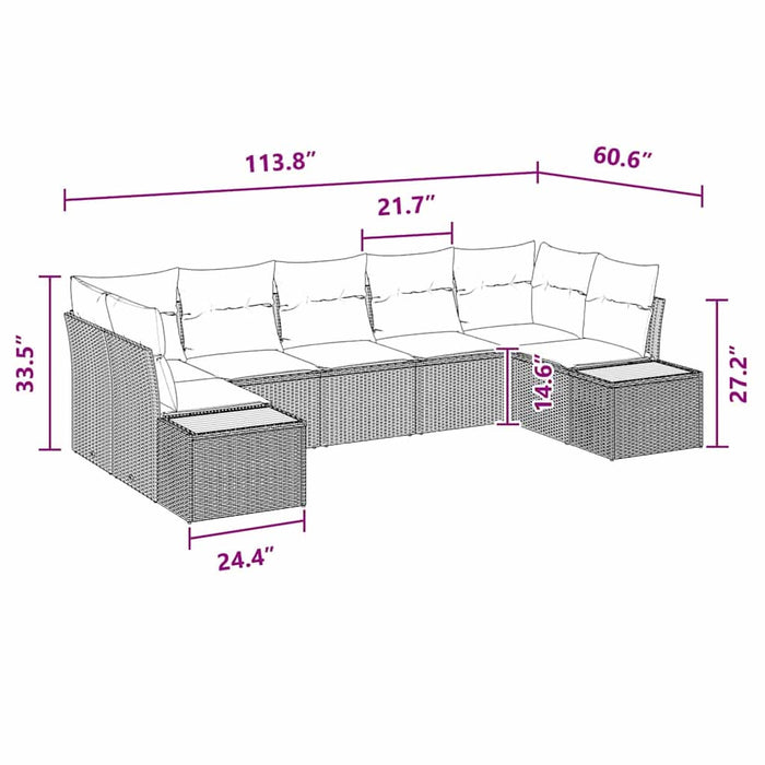Set de canapele pentru grădină cu pernă 7 pcs Negru poliratan - WALTI WALTI