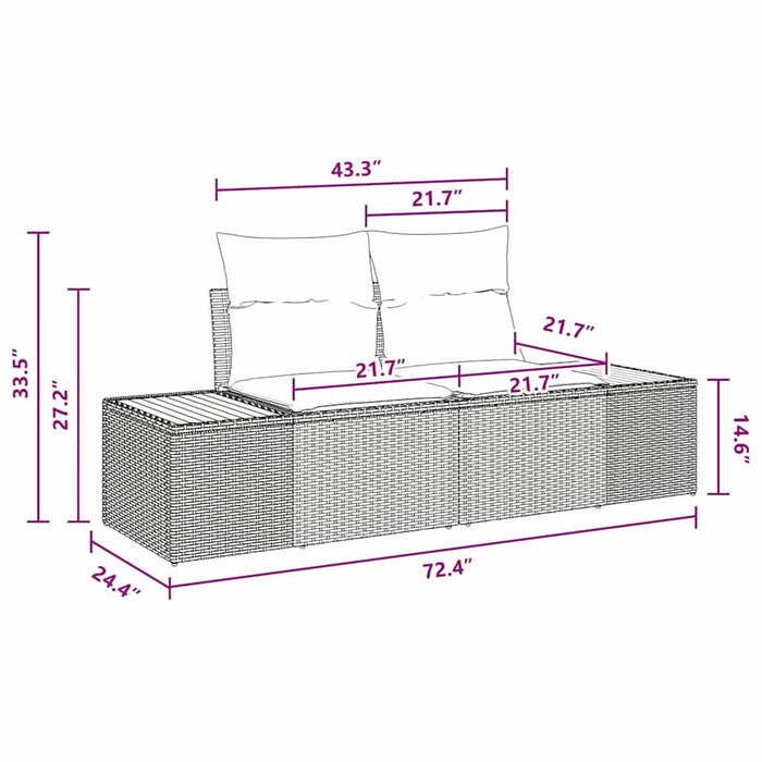 Set de canapele pentru grădină cu pernă 7 pcs Negru poliratan - WALTI WALTI