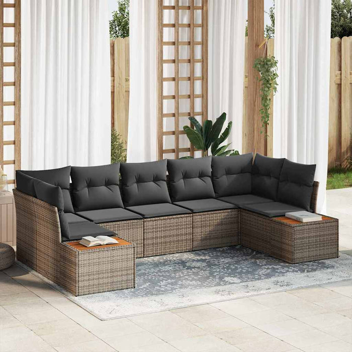 Set de canapele pentru grădină cu pernă 7 pcs Gri Rattan poli - WALTI WALTI