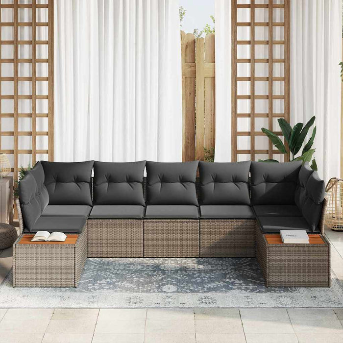 Set de canapele pentru grădină cu pernă 7 pcs Gri Rattan poli - WALTI WALTI
