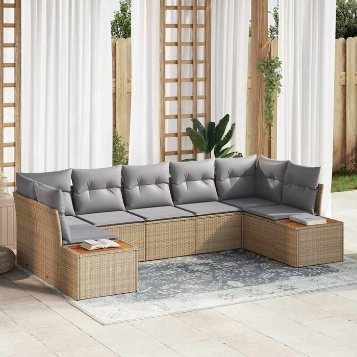 Set de canapele pentru grădină cu pernă 7 pcs Bej Rattan poli - WALTI WALTI