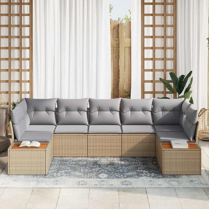Set de canapele pentru grădină cu pernă 7 pcs Bej Rattan poli - WALTI WALTI