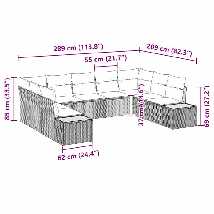 Set de canapele pentru grădină cu pernă 9 pcs Negru Rattan poli - WALTI WALTI