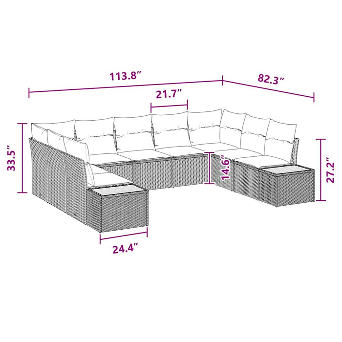 Set de canapele pentru grădină cu pernă 9 pcs Negru poliratan - WALTI WALTI