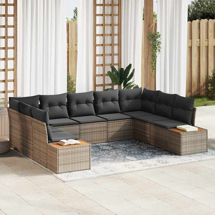 Set de canapele pentru grădină cu pernă 9 pcs Gri Rattan poli - WALTI WALTI