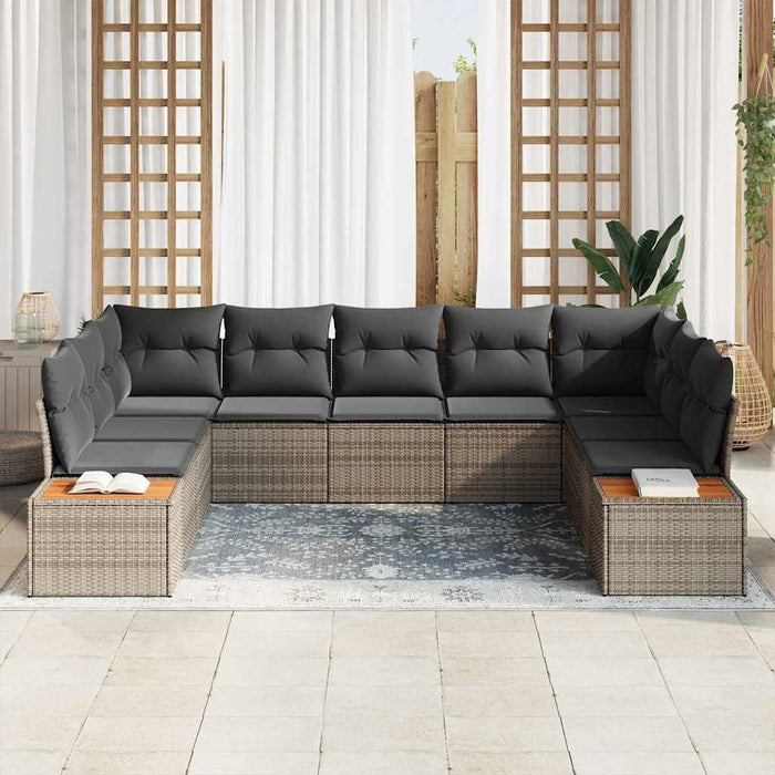 Set de canapele pentru grădină cu pernă 9 pcs Gri Rattan poli - WALTI WALTI