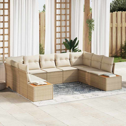 Set de canapele pentru grădină cu pernă 9 pcs Bej Rattan poli - WALTI WALTI