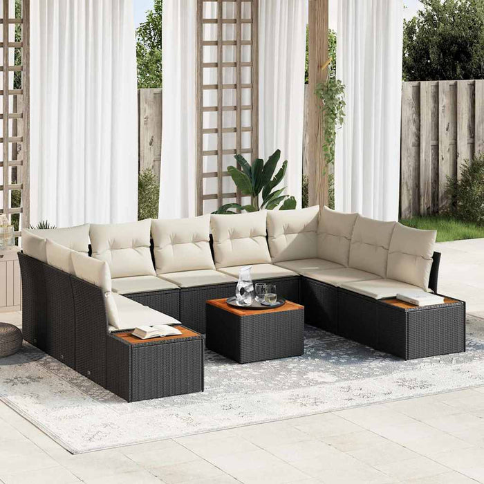 Set de canapele pentru grădină 10 pcs Negru Rattan poli - WALTI WALTI