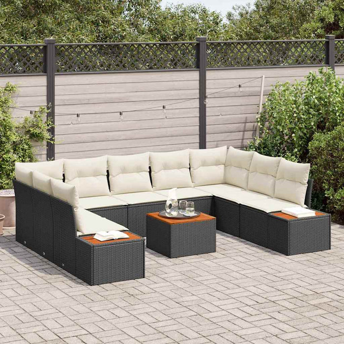 Set de canapele pentru grădină 10 pcs Negru Rattan poli - WALTI WALTI