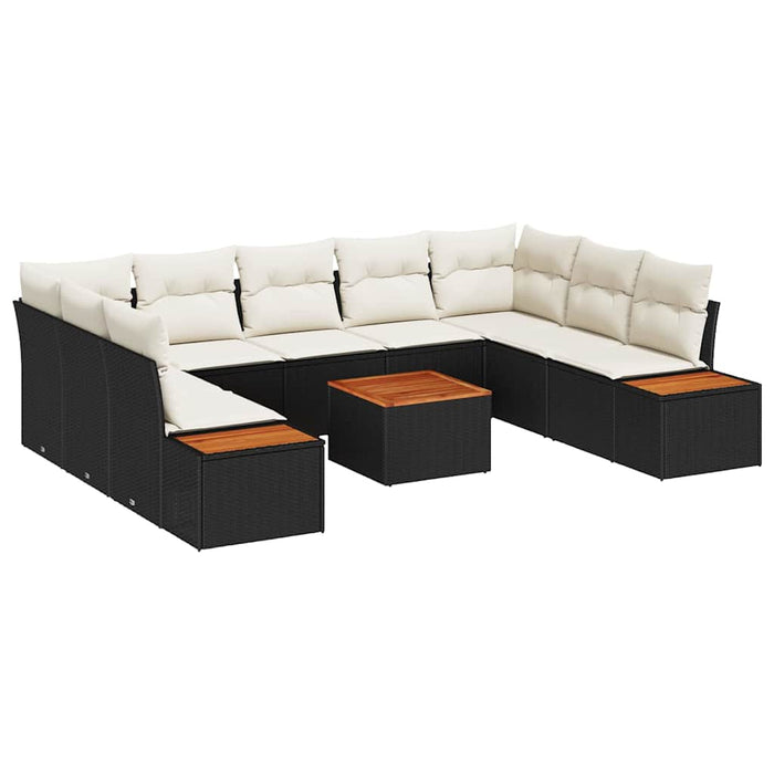 Set de canapele pentru grădină 10 pcs Negru Rattan poli - WALTI WALTI