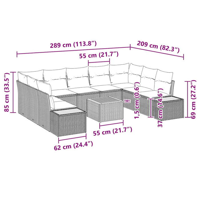 Set de canapele pentru grădină 10 pcs Negru Rattan poli - WALTI WALTI