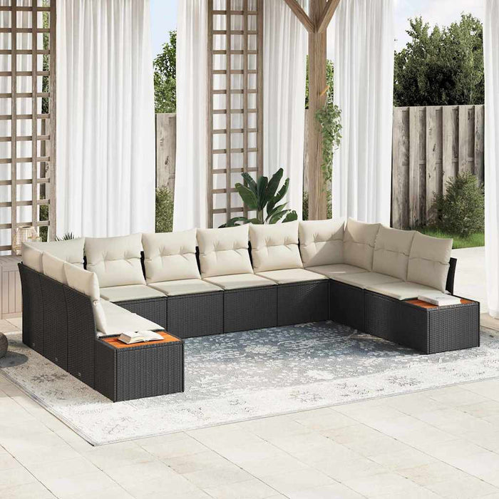 Set de canapele pentru grădină 10 pcs Negru Rattan poli - WALTI WALTI