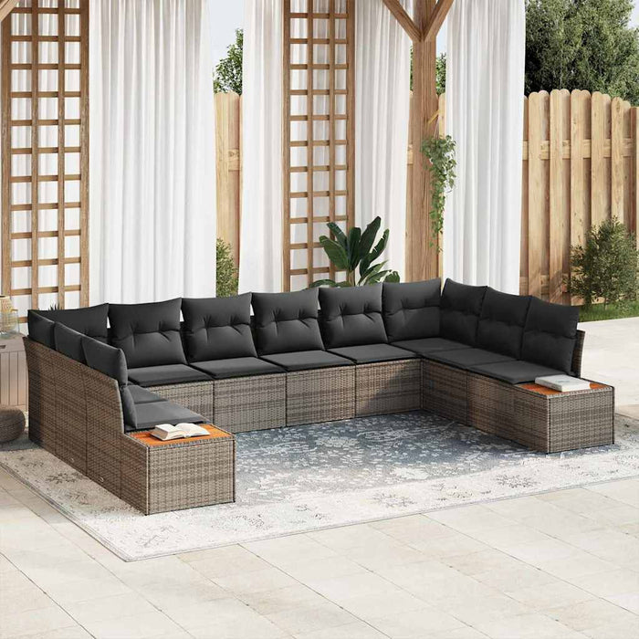 Set de canapele pentru grădină cu pernă 10 pcs Gri Rattan poli - WALTI WALTI