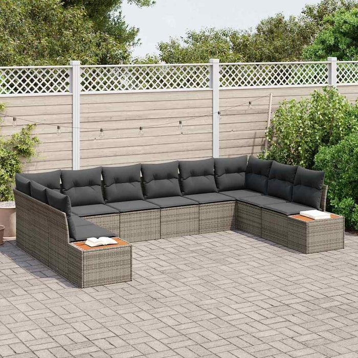 Set de canapele pentru grădină cu pernă 10 pcs Gri Rattan poli - WALTI WALTI