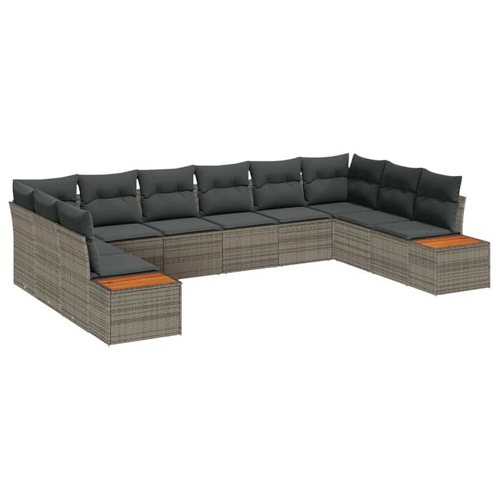 Set de canapele pentru grădină cu pernă 10 pcs Gri Rattan poli - WALTI WALTI