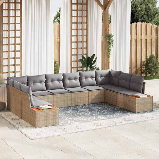 Set de canapele pentru grădină cu pernă 10 pcs Bej Rattan poli - WALTI WALTI