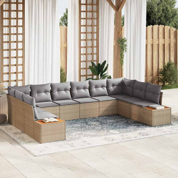 Set de canapele pentru grădină cu pernă 10 pcs Bej Rattan poli - WALTI WALTI