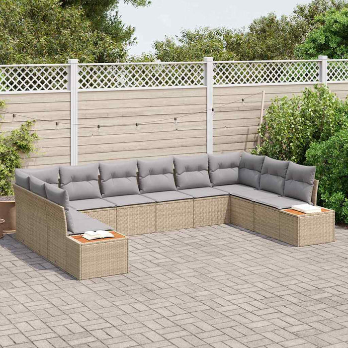 Set de canapele pentru grădină cu pernă 10 pcs Bej Rattan poli - WALTI WALTI