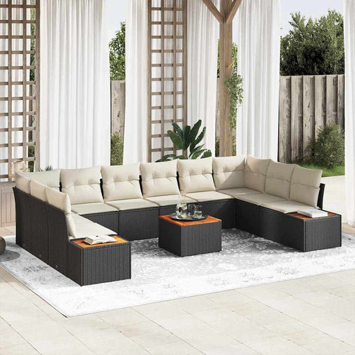 Set de canapele pentru grădină 11 pcs Negru Rattan poli - WALTI WALTI