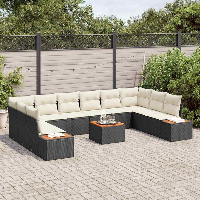 Set de canapele pentru grădină 11 pcs Negru Rattan poli - WALTI WALTI