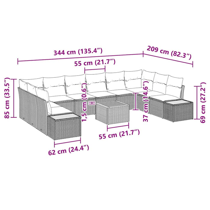 Set de canapele pentru grădină 11 pcs Negru Rattan poli - WALTI WALTI