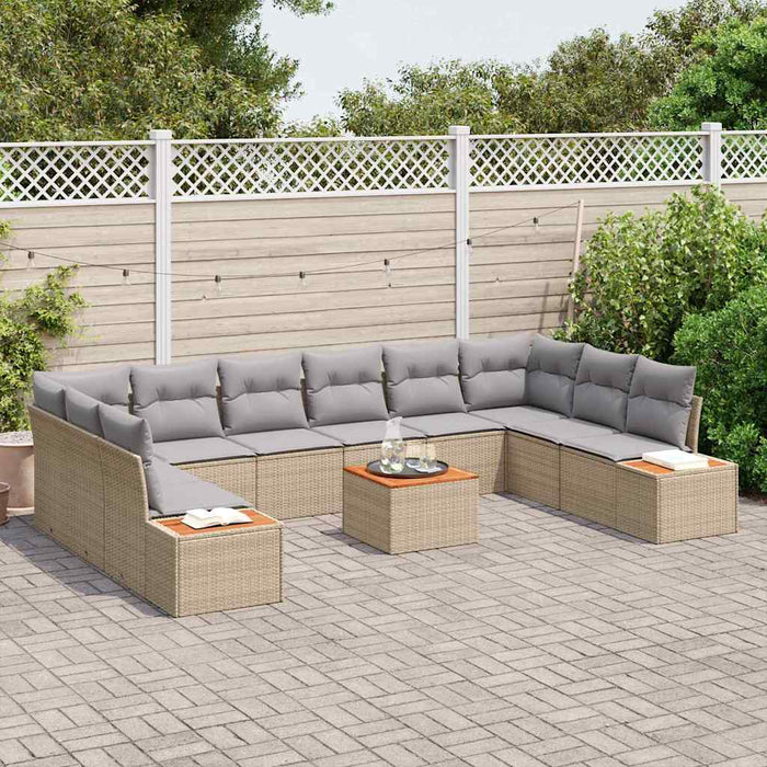 Set de canapele pentru grădină cu pernă 11 pcs Bej Rattan poli - WALTI WALTI