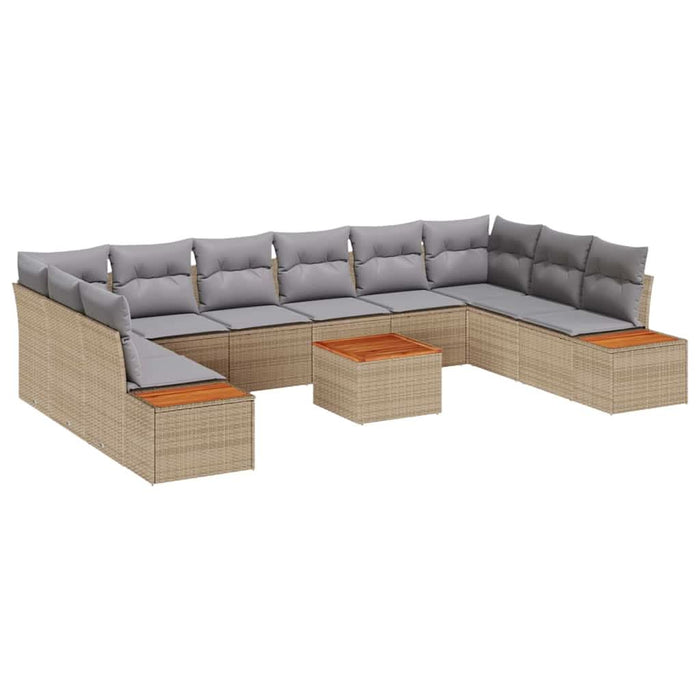 Set de canapele pentru grădină cu pernă 11 pcs Bej Rattan poli - WALTI WALTI