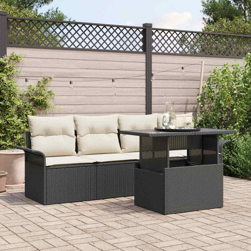 Set de canapele pentru grădină cu pernă 5 pcs Negru Rattan poli - WALTI WALTI
