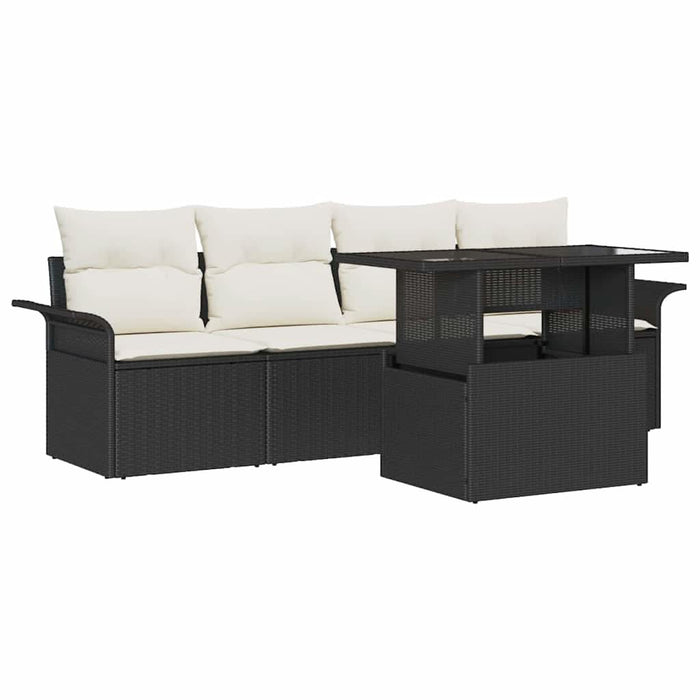 Set de canapele pentru grădină cu pernă 5 pcs Negru Rattan poli - WALTI WALTI