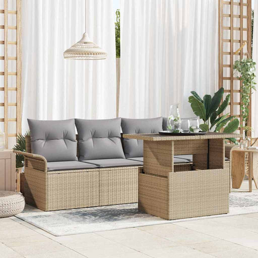 Set de canapele pentru grădină cu pernă 5 pcs Bej Rattan poli - WALTI WALTI