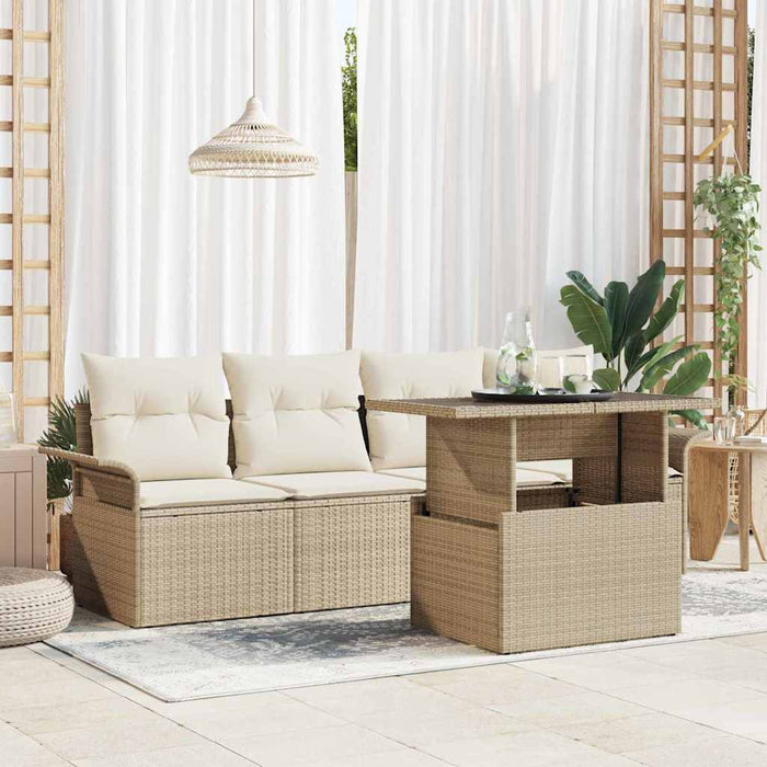 Set de canapele pentru grădină cu pernă 5 pcs Bej poliratan - WALTI WALTI