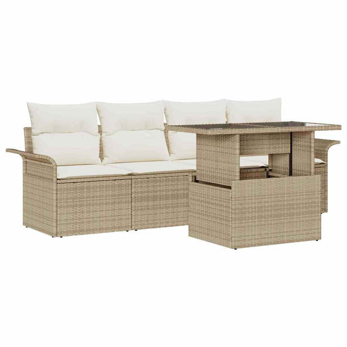 Set de canapele pentru grădină cu pernă 5 pcs Bej poliratan - WALTI WALTI