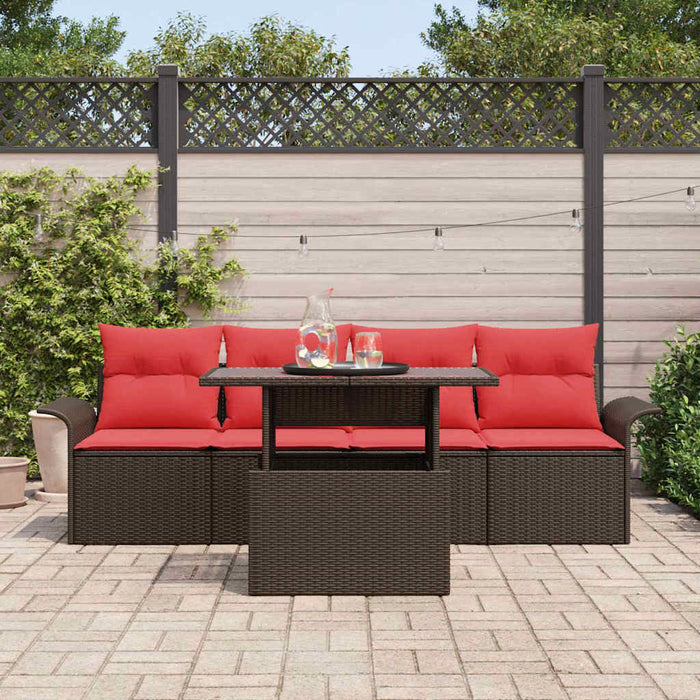 Set de canapele pentru grădină cu pernă 5 pcs Maro poliratan - WALTI WALTI