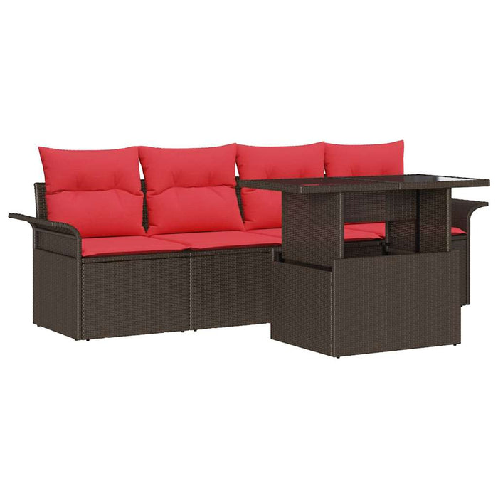 Set de canapele pentru grădină cu pernă 5 pcs Maro poliratan - WALTI WALTI