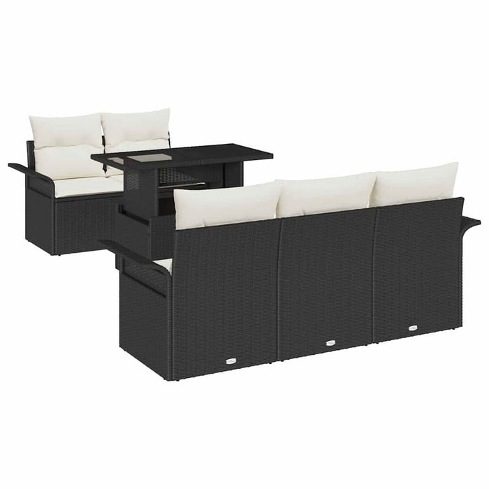 Set de canapele pentru grădină cu pernă 6 pcs Negru Rattan poli - WALTI WALTI