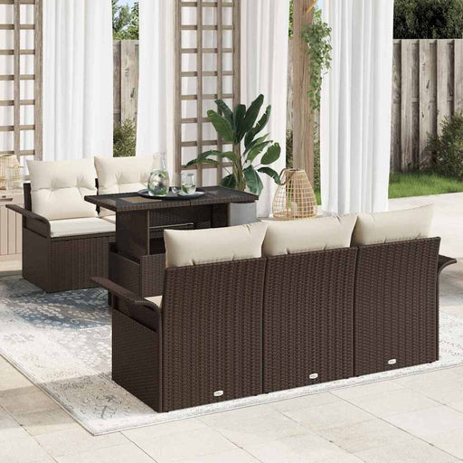 Set de canapele pentru grădină cu pernă 6 pcs Maro Rattan poli - WALTI WALTI