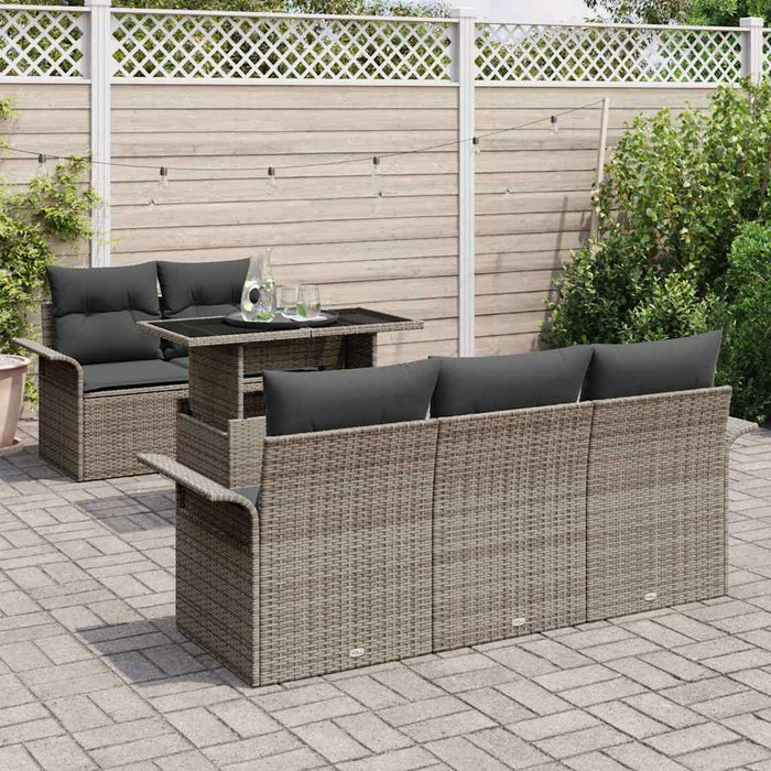 Set de canapele pentru grădină cu pernă 6 pcs Gri Rattan poli - WALTI WALTI
