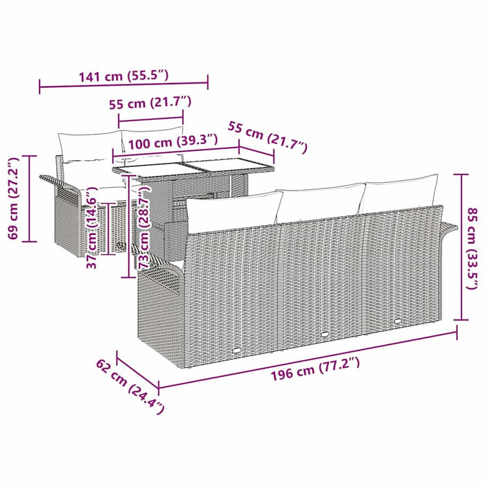 Set de canapele pentru grădină cu pernă 6 pcs Gri Rattan poli - WALTI WALTI